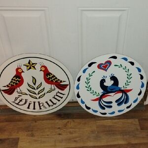 Folk Art Welcome Sign Set - Red, Blue, Black, White